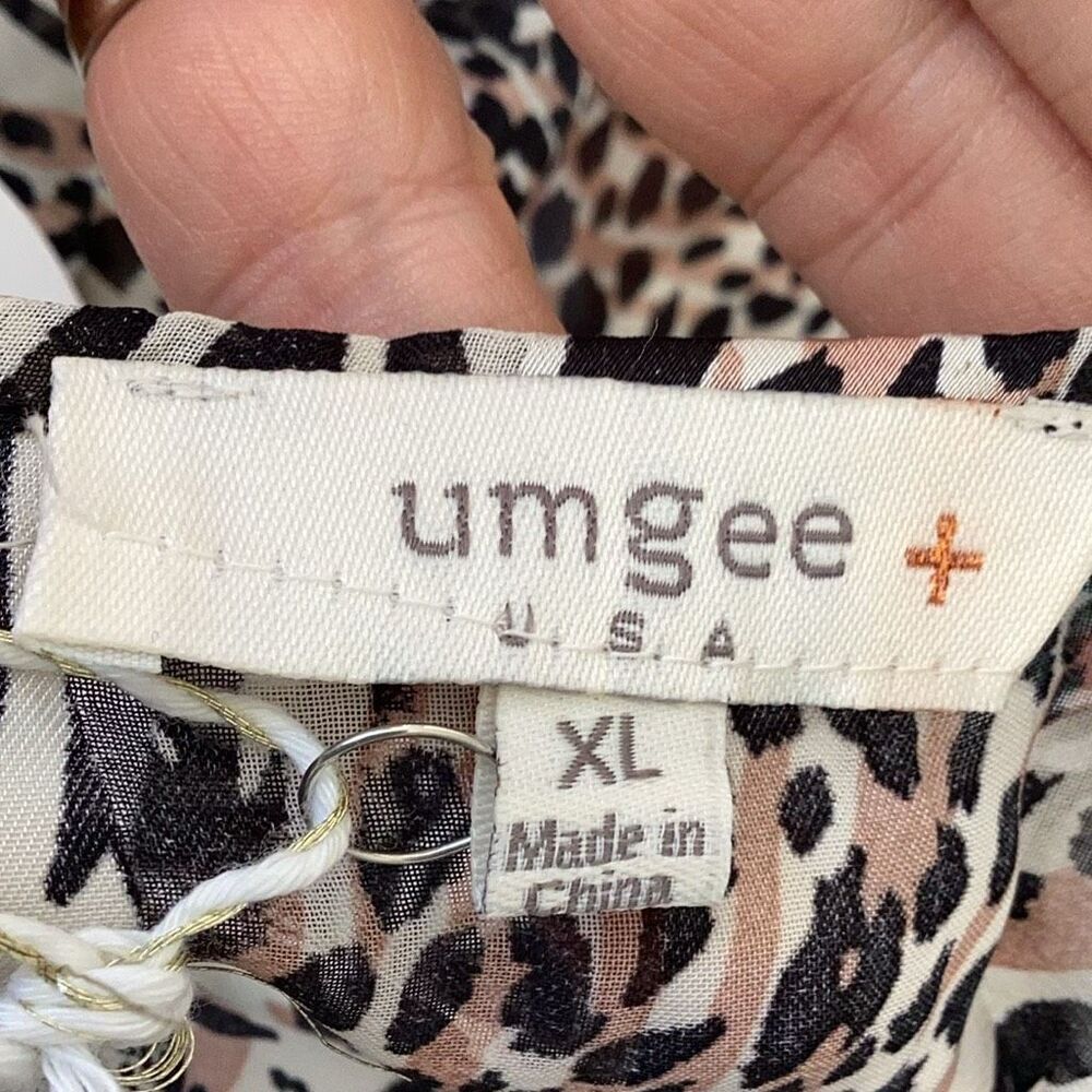 NWT Umgee+ XL Animal Print Long Duster Kimono Open Front Ruffle Sleeve Side Slit - Picture 10 of 10